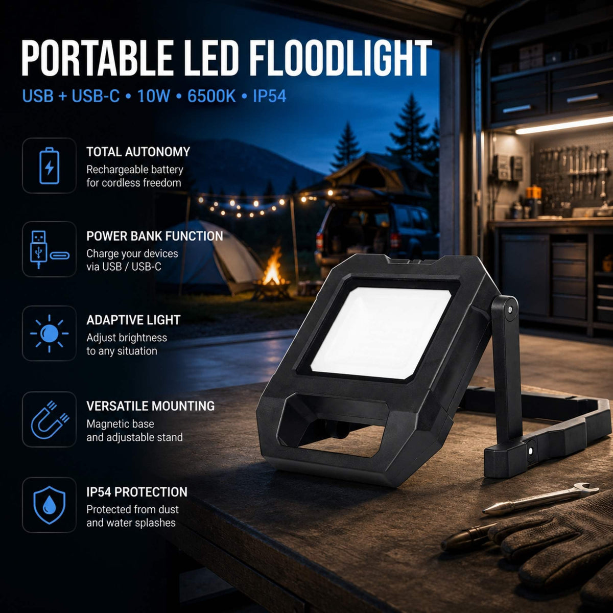 Vavinaro oplaadbare werklamp