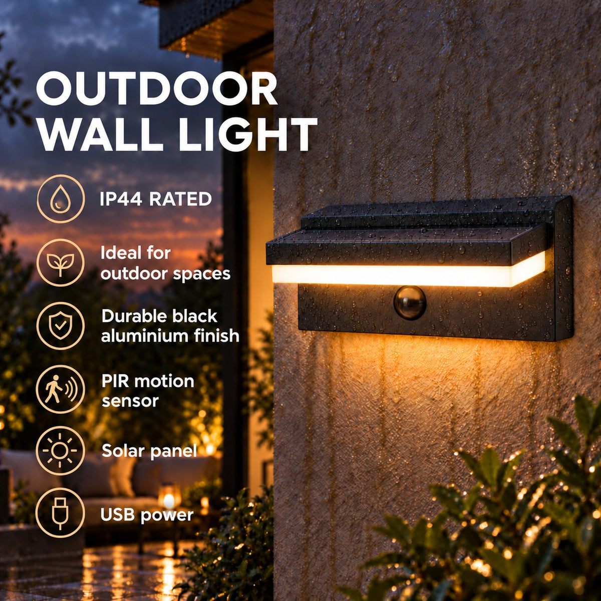 Ganelivo solar buitenwandlamp