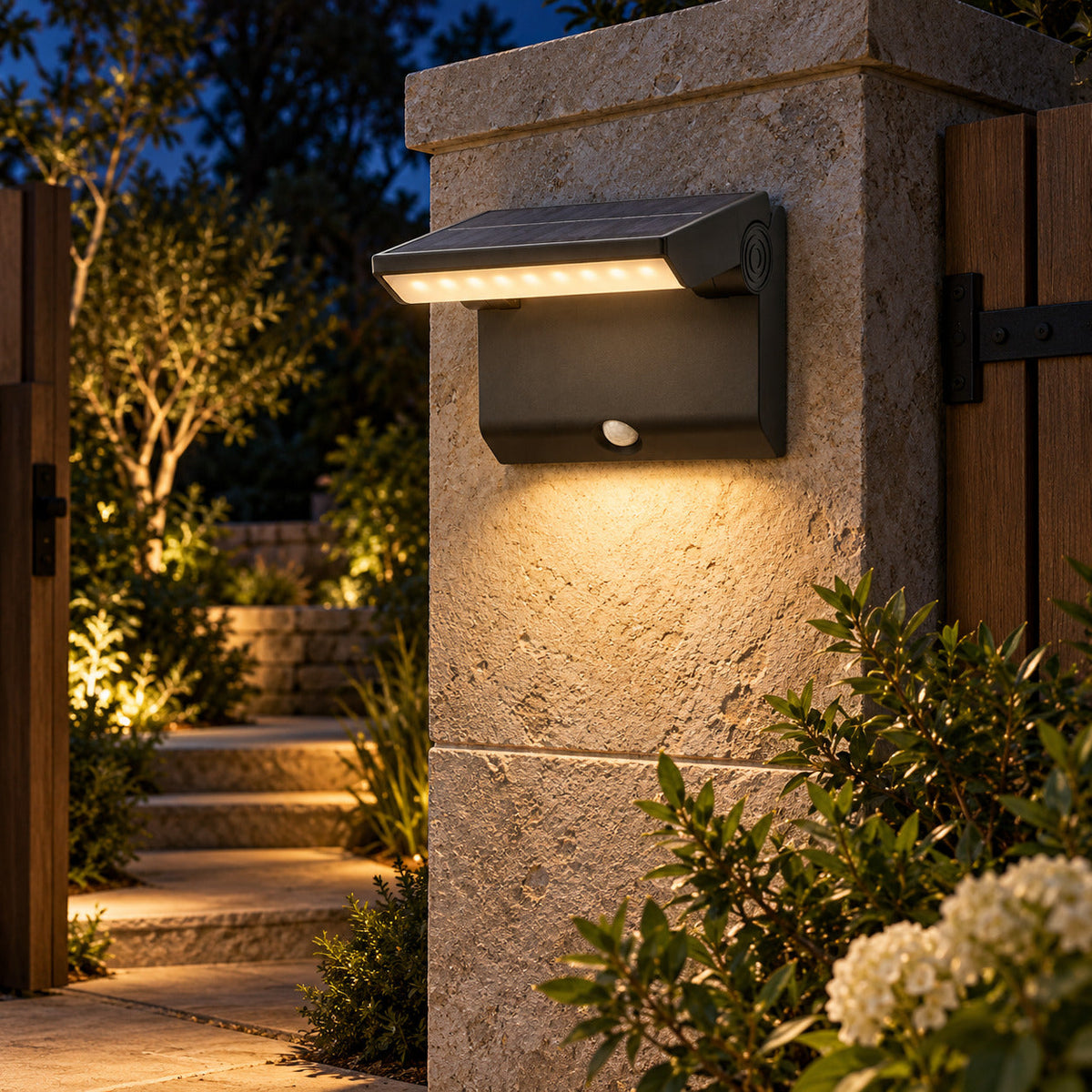 Nafirivo solar buitenwandlamp met bewegingssensor
